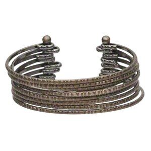 Antique Bronze Geometric Bumpy Dots Design Multi Band 40mm Wide Cuff Bracelet